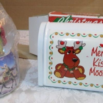 Sale Photo Thumbnail #383: Snow globe plays "Silent Night", mail box is 5-1/4" long x 3-3/4" tall x 3" wide, see pictures