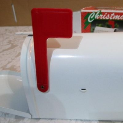 Sale Photo Thumbnail #388: Snow globe plays "Silent Night", mail box is 5-1/4" long x 3-3/4" tall x 3" wide, see pictures