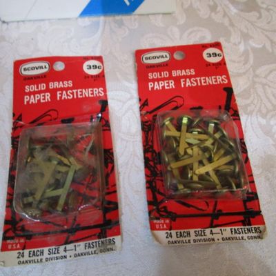 Sale Photo Thumbnail #567: Post-it notes in 2 small cases, Crack N Peel label sampler, note pads, 2 pkg of brads, 1 pkg of 5000 staples
