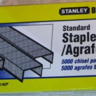 Sale Photo Thumbnail #571: Post-it notes in 2 small cases, Crack N Peel label sampler, note pads, 2 pkg of brads, 1 pkg of 5000 staples