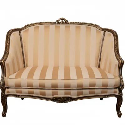 Sale Photo Thumbnail #2: Louis xv style settee with striped upholstery