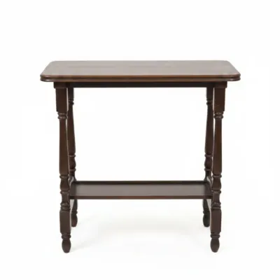 Sale Photo Thumbnail #37: Vintage spindle leg two tier side table