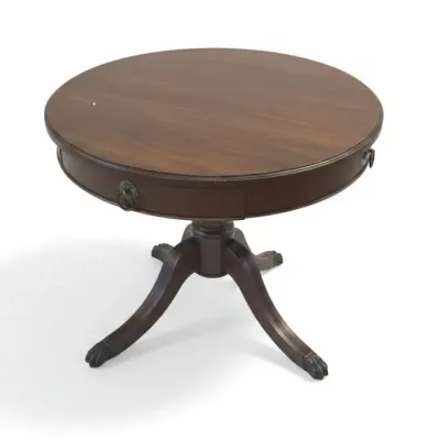 Sale Photo Thumbnail #49: Federal style mahogany drum table with lion head pulls and paw feet