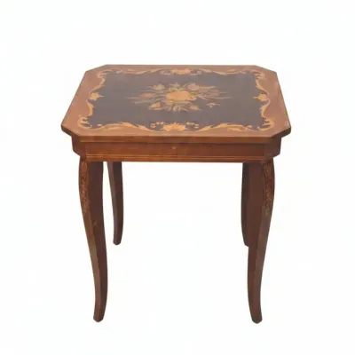 Sale Photo Thumbnail #51: Italian marquetry music box accent table