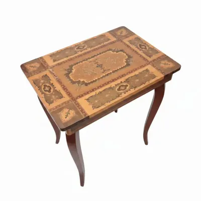 Sale Photo Thumbnail #57: Vintage italian sorrento marquetry music box side table