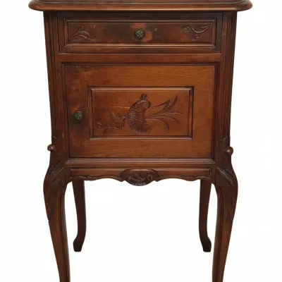 Sale Photo Thumbnail #63: French louis xv style walnut marble top nightstand