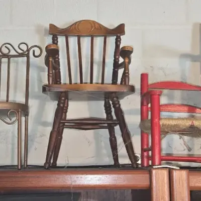 Sale Photo Thumbnail #69: Collection of miniature decorative chairs and dollhouse furniture