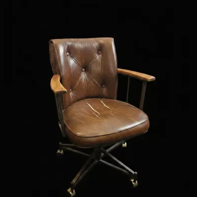 Sale Photo Thumbnail #93: Mid century tufted swivel office chair