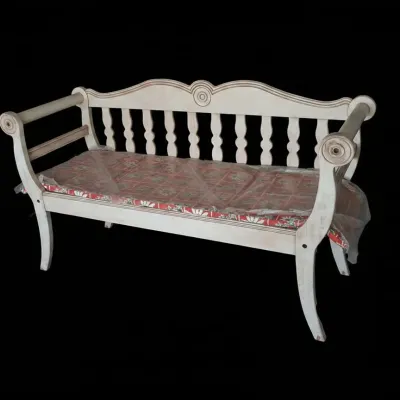 Sale Photo Thumbnail #104: Vintage french country style painted wood settee