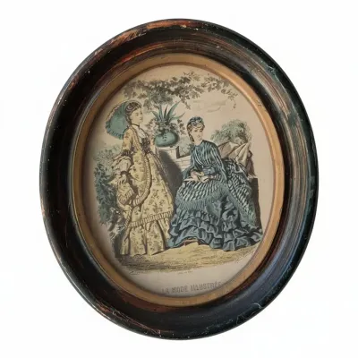 Sale Photo Thumbnail #123: La mode illustre fashion print in oval frame