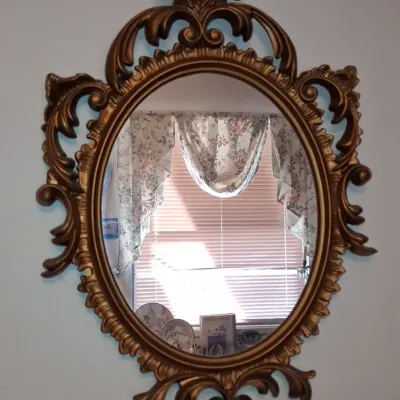 Sale Photo Thumbnail #133: Vintage syroco style oval wall mirror