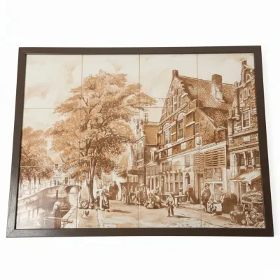 Sale Photo Thumbnail #134: Delft blue style sepia tile mural