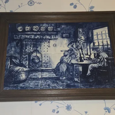 Sale Photo Thumbnail #141: Delft style tile tableau mural jan steen s the drawing lesson