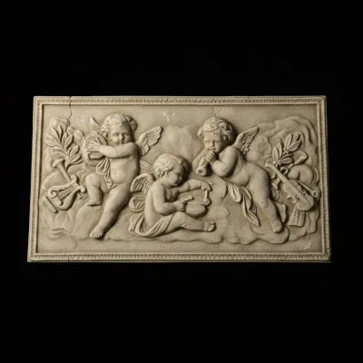Sale Photo Thumbnail #144: Classical putti musical bas relief plaque