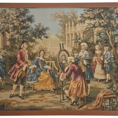 Sale Photo Thumbnail #153: French rococo style woven wall tapestry the artist s studio scene