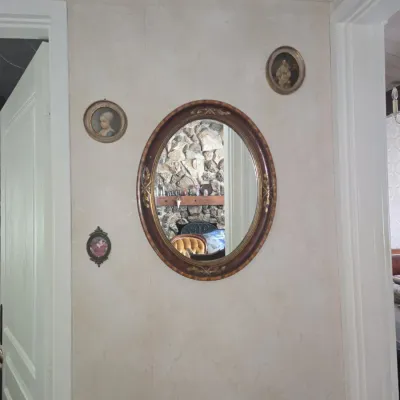 Sale Photo Thumbnail #160: Ornate oval giltwood mirror with floral inlay