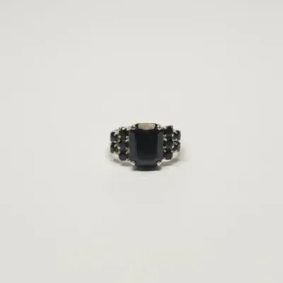 Sale Photo Thumbnail #342: Costume jewelry black spinel emerald cut statement ring