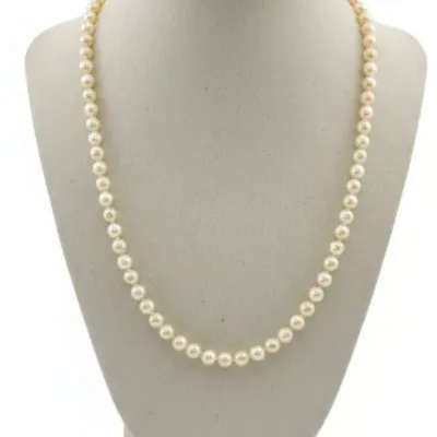 Sale Photo Thumbnail #367: Vintage cultured pearl strand necklace with k gold clasp