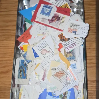 Sale Photo Thumbnail #375: Collection of vintage us commemorative postage stamps on paper