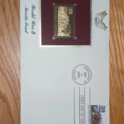 Sale Photo Thumbnail #385: World war ii manila freed fdc k gold stamp replica