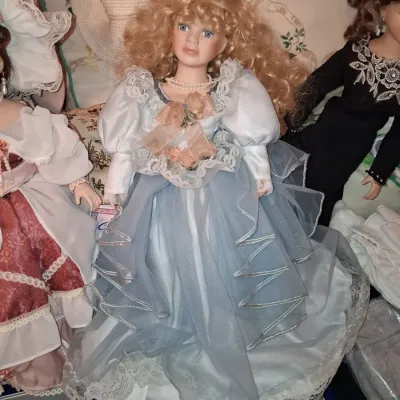 Sale Photo Thumbnail #467: Porcelain collector doll in blue gown ashley belle collection