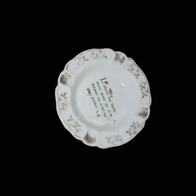 Sale Photo Thumbnail #516: French porcelain ashtray with l alcool tue lentement inscription