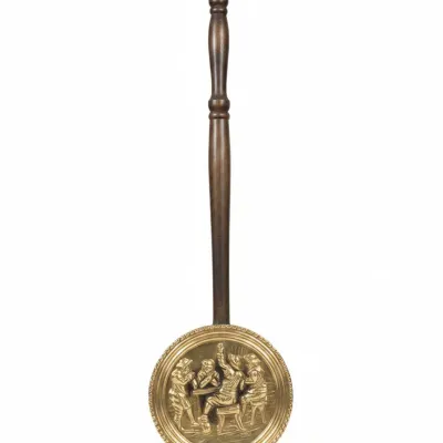 Sale Photo Thumbnail #536: Vintage brass bed warmer with tavern scene