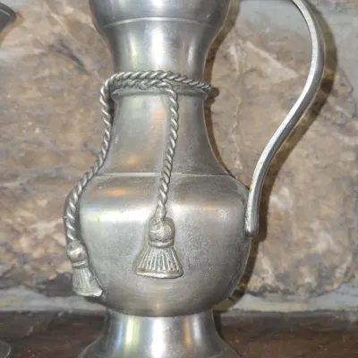 Sale Photo Thumbnail #547: Vintage pewter decorative pitcher with rope twist motif