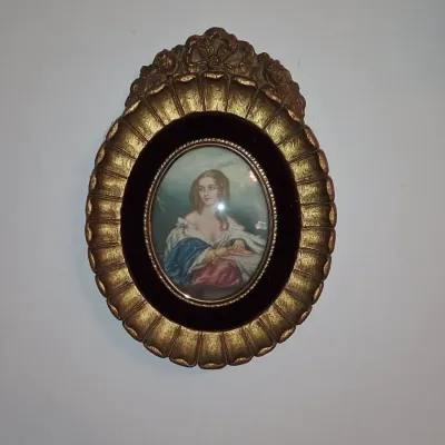 Sale Photo Thumbnail #554: Cameo creation portrait miniature in ornate gilt frame