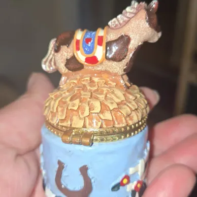 Sale Photo Thumbnail #555: Carousel horse porcelain trinket box