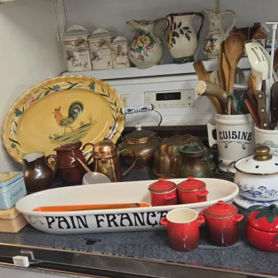 Sale Photo Thumbnail #562: Collection of french country kitchenware with specific pieces