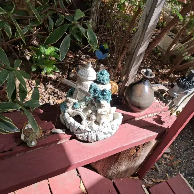 Sale Photo Thumbnail #599: Vintage ceramic windmill garden ornament