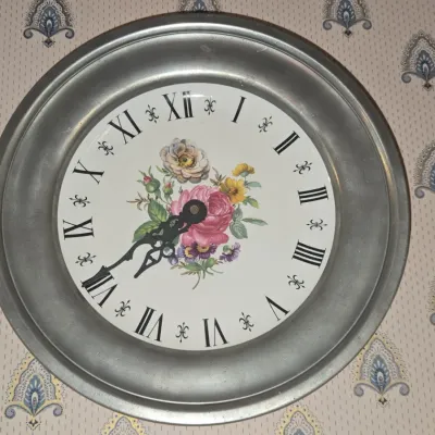 Sale Photo Thumbnail #602: Vintage floral porcelain wall clock