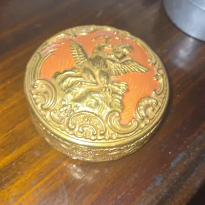 Sale Photo Thumbnail #605: Vintage joan rivers faberge inspired phoenix powder jar