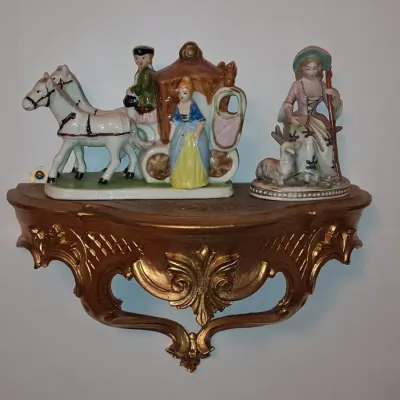 Sale Photo Thumbnail #664: Vintage capodimonte porcelain figural group and shepherdess figurine