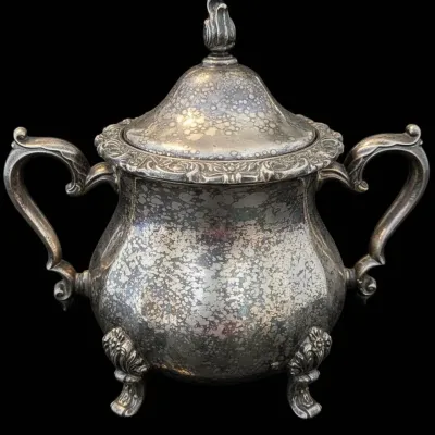 Sale Photo Thumbnail #679: Wallace baroque silver plated covered sugar bowl