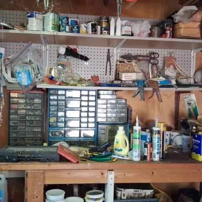 Sale Photo Thumbnail #684: Assorted hardware and workshop supplies lot
