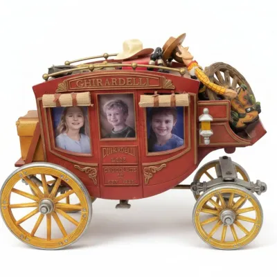 Sale Photo Thumbnail #697: Ghirardelli stagecoach photo frame keepsake with woody figure