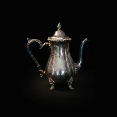 Sale Photo Thumbnail #705: Silver plated footed coffee pot by leonard silverplate