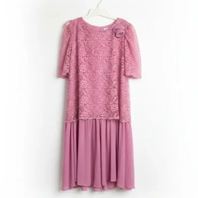 Sale Photo Thumbnail #715: Vintage s pink lace overlay mother of the bride dress