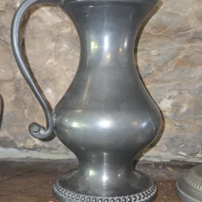 Sale Photo Thumbnail #728: French pewter pitcher with crowned b mark