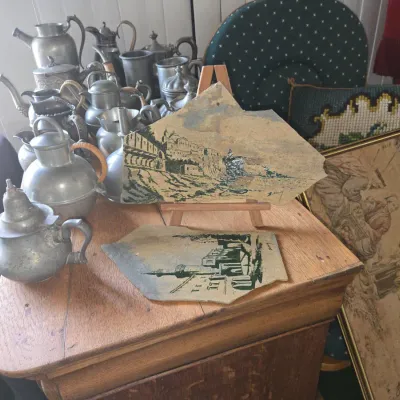 Sale Photo Thumbnail #736: Vintage hand painted slate art pieces