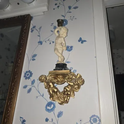 Sale Photo Thumbnail #775: Vintage cherub wall sconce pair