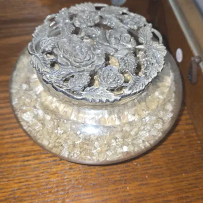 Sale Photo Thumbnail #812: Rawcliffe pewter floral potpourri jar