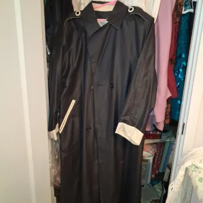 Sale Photo Thumbnail #817: Vintage black and white contrast trench coat
