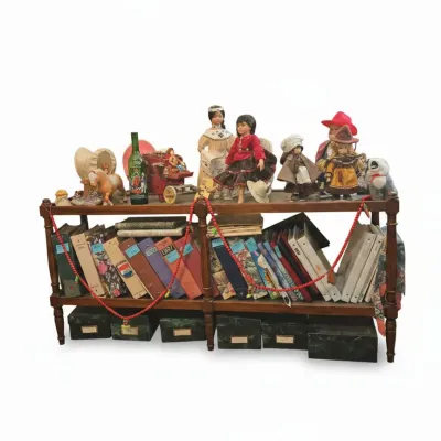 Sale Photo Thumbnail #828: Vintage turned leg low bookcase
