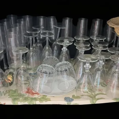 Sale Photo Thumbnail #837: Assorted vintage etched glassware collection