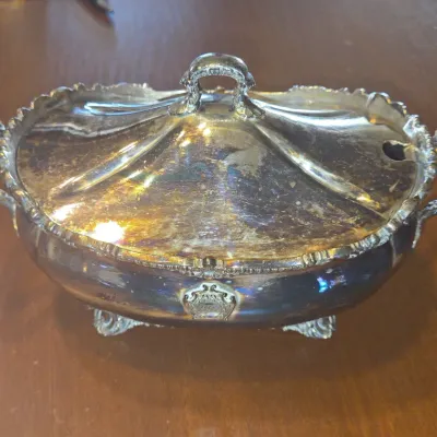 Sale Photo Thumbnail #862: Reed barton silver soldered covered vegetable dish