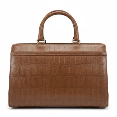 Sale Photo Thumbnail #875: Vintage croc embossed leather structured handbag