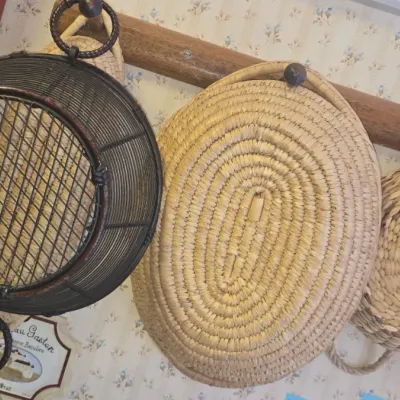Sale Photo Thumbnail #919: Vintage french country wire and woven basket set